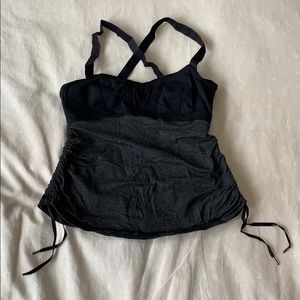 Lululemon tank side tie built in bra black grey 6